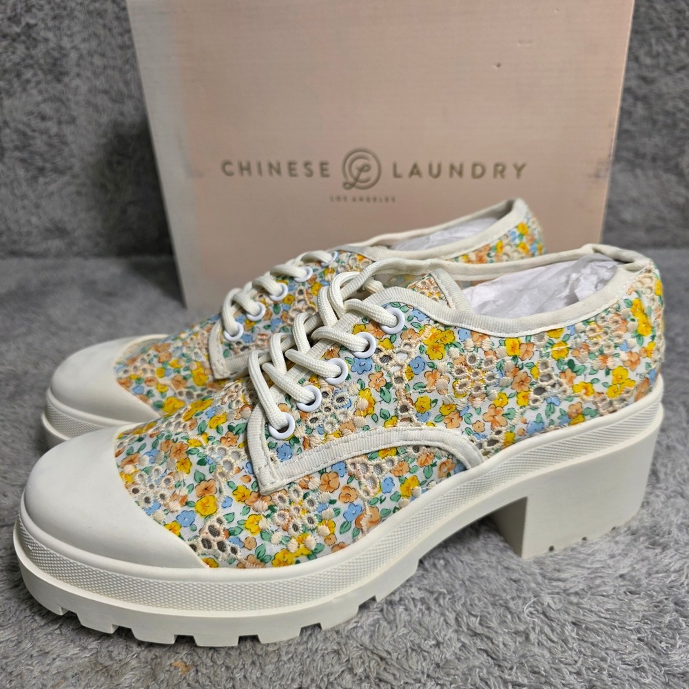Chinese Laundry‎ Shoes Sneakers Floral Platform Lug Sole Chunky Women 8.5 NEW